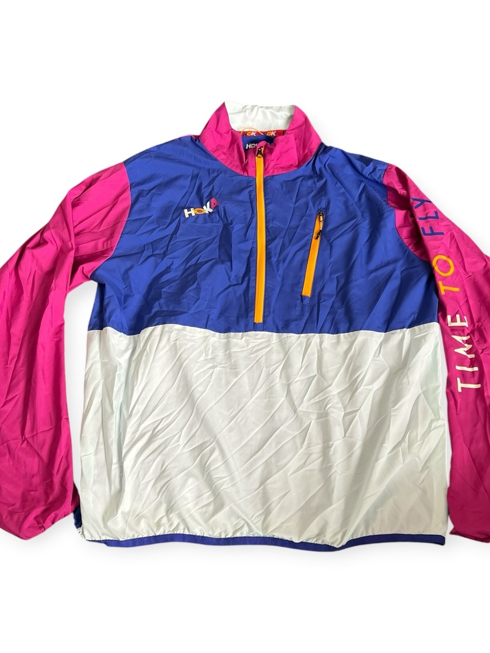 Hoka One One Blue, Pink & Yellow Colorblock Windbreaker